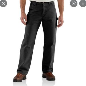 Men's Carhartt Dungarees Flannel Lined Black Washed Original Fit Size 33x32